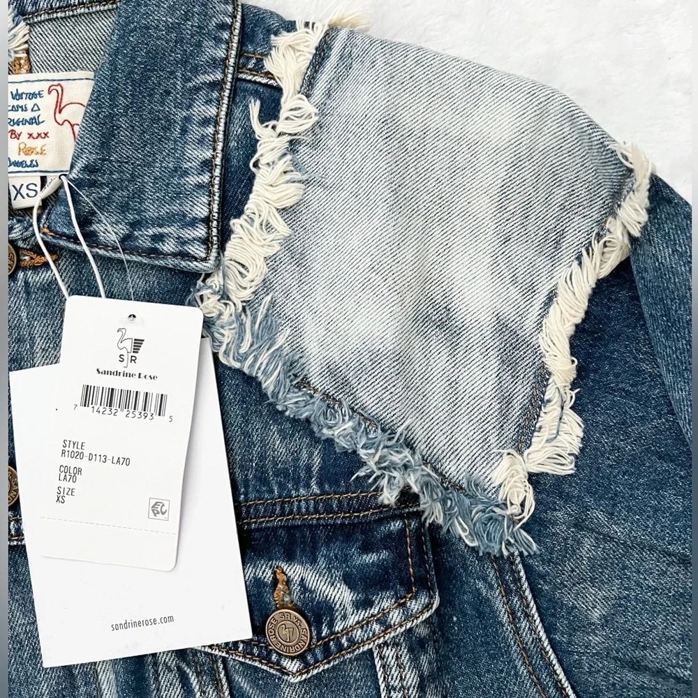 NWT- SANDRINE ROSE x Free People Deconstructed Frayed Denim Jacket